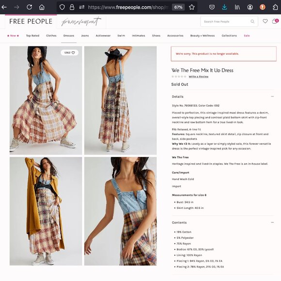 Rare Free People Mix It Up Dress Sz 14 - Picture 14 of 15